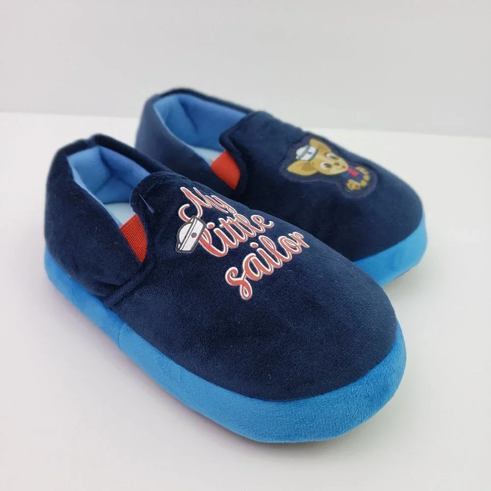 Andy By Andrea A Marino Tex Toddler Boys Size 10 Blue Sailor Dog Slippers 89205